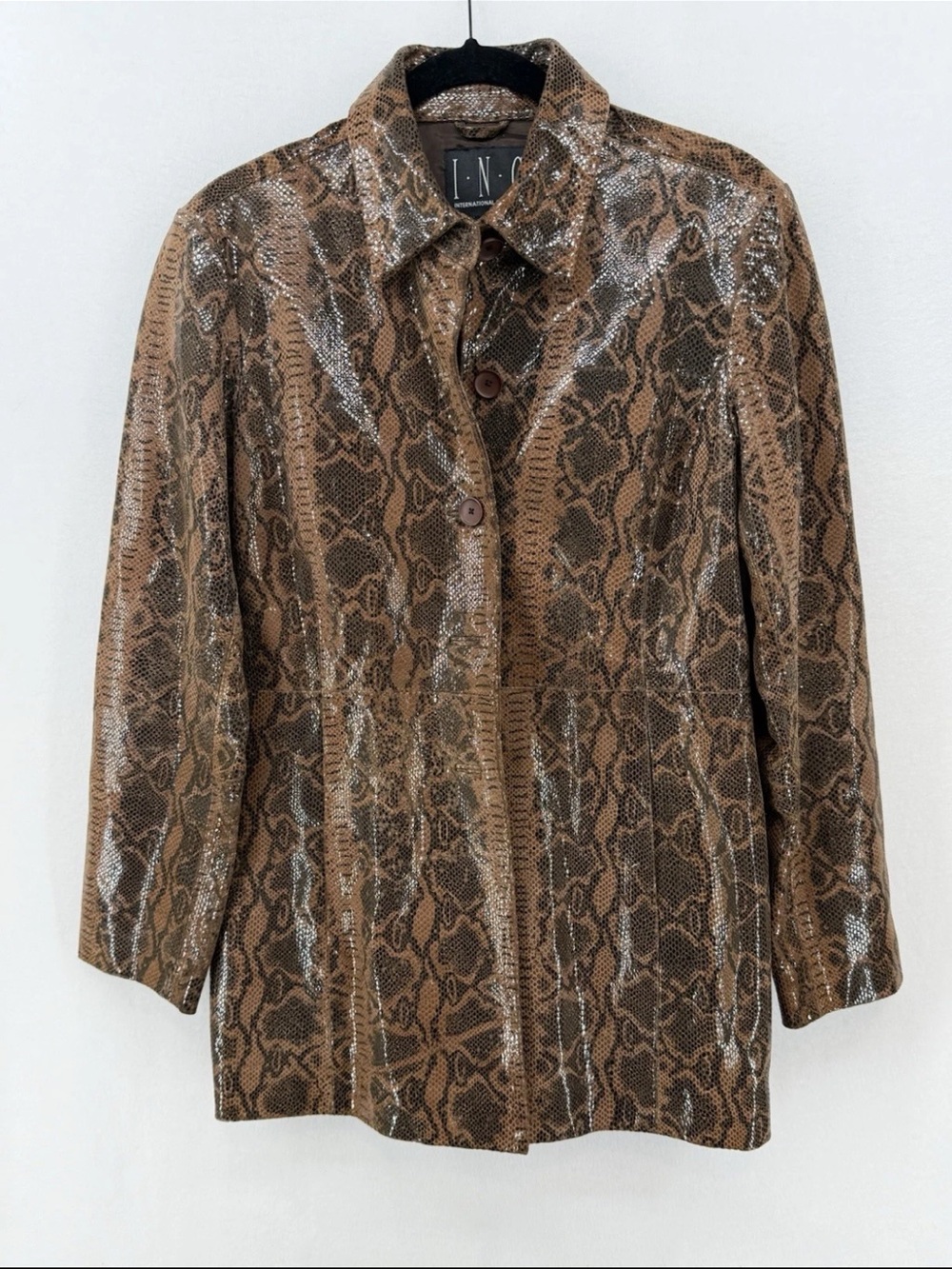 100% Leather Snake-Print Jacket